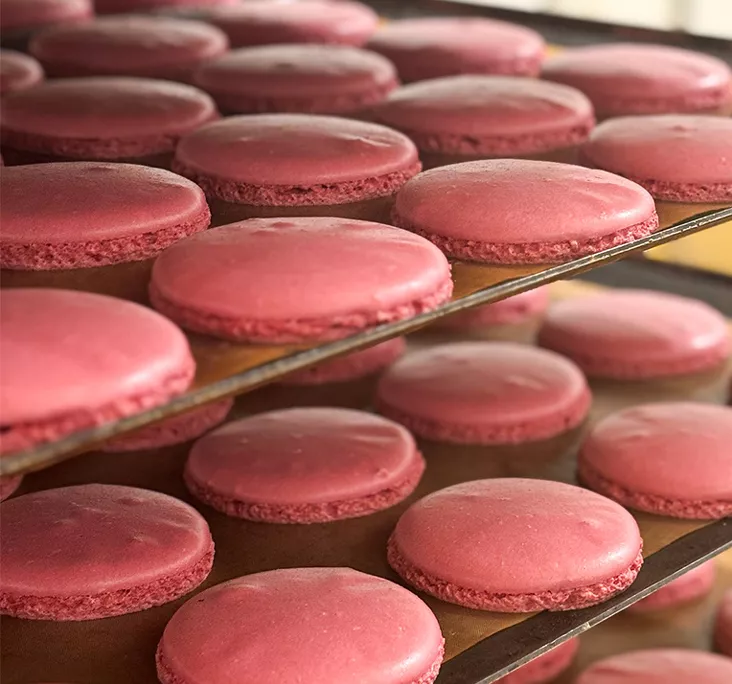 Coque macaron framboise